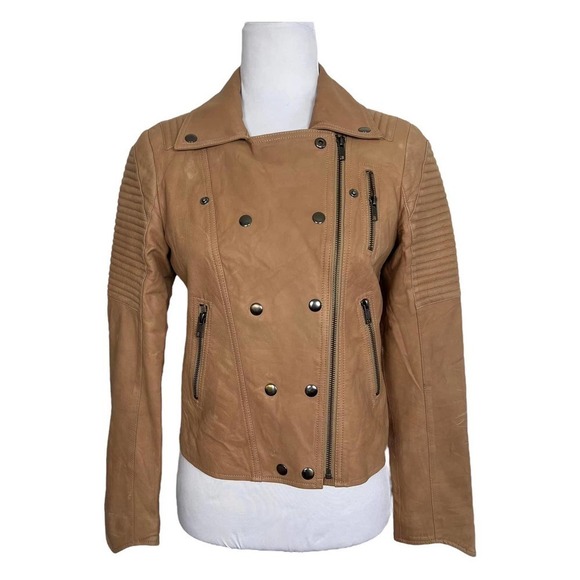 FIRTH Lamb's Leather Jacket Tan Moto Size‎ S - Picture 2 of 14